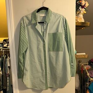 Abercrombie & Fitch XL green and white stripped button down